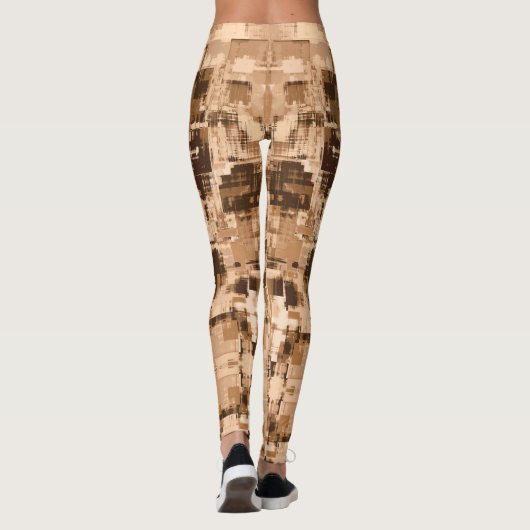 Coffee Brown Abstract Trendy Leggings (Achterkant)