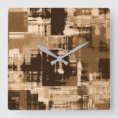 Coffee Brown Abstract Trendy Vierkante Klok (Voorkant)