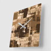 Coffee Brown Abstract Trendy Vierkante Klok (Hoek)