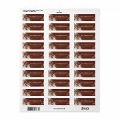 Coffee Brown Bronzed Leaf White Flower Etiket (Full Sheet)