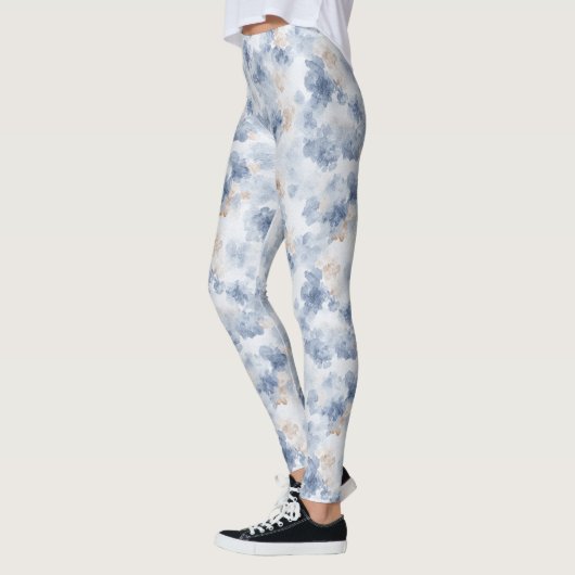 Coffee Brown Faux Denim Blue Abstract Leggings (Links)