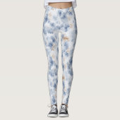Coffee Brown Faux Denim Blue Abstract Leggings (Voorkant)