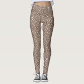 Coffee Brown Mandala Symmetrie Patroon Leggings (Voorkant)