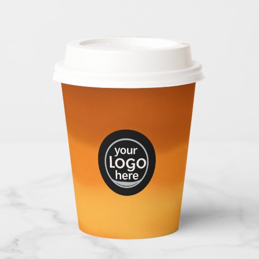 Coffee Brown Paper Cup - Classic Custom Logo Papieren Bekers (Voorkant)