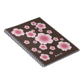 Coffee Brown Pink Cherry Blossom Custom Notebook Notitieboek (Rechterzijde)