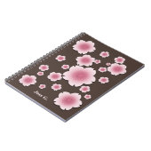 Coffee Brown Pink Cherry Blossom Custom Notebook Notitieboek (Linkerzijde)