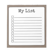 Coffee Brown Retro Aangepaste Checklist Ingelijnd Notitieblok (Voorkant)