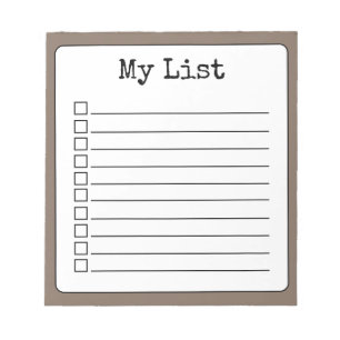 Coffee Brown Retro Aangepaste Checklist Ingelijnd Notitieblok