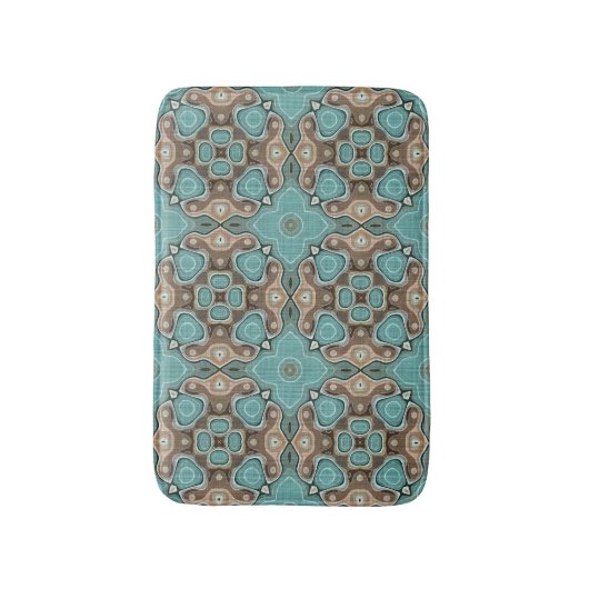 Coffee Brown Turquoise Green Bali Batik Pattern Badmat (Voorkant Verticaal)
