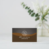 Coffee Brown Wave Monogram Plain Visitekaartje (Staand voorkant)