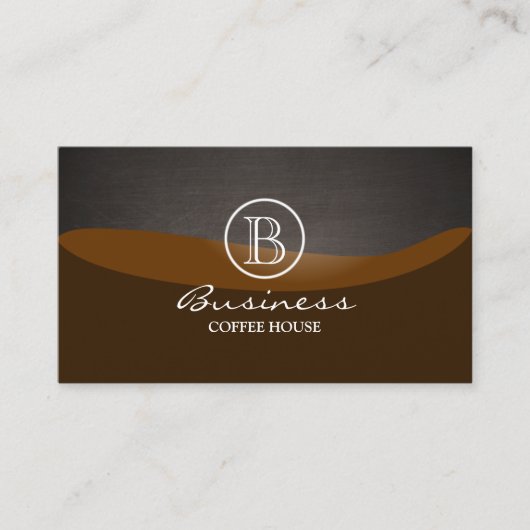 Coffee Brown Wave Monogram Plain Visitekaartje (Voorkant)