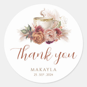Coffee Bruiloftsfeest Love Is Brewing Boho Sticke Ronde Sticker