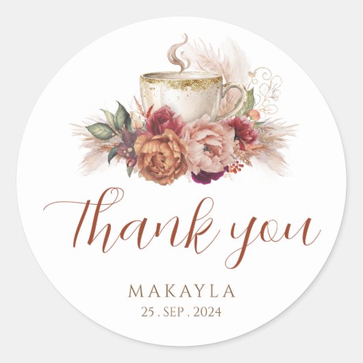 Coffee Bruiloftsfeest Love Is Brewing Boho Sticke Ronde Sticker (Voorkant)