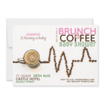 COFFEE Brunch Baby shower Invitation roze Green