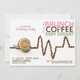 COFFEE Brunch Baby shower Invitation roze Green Kaart