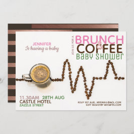 COFFEE Brunch Baby shower Invitation roze Green Kaart