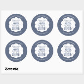 Coffee Brunch Theme Bebe Cafe Blue Baby Shower Ronde Sticker (Vel)