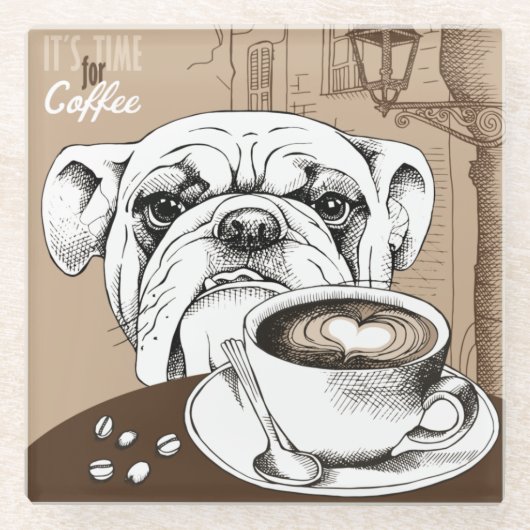 Coffee Bulldog Glazen Onderzetter (Voorkant)