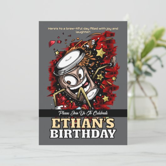 Coffee Burst – Vette & Speelse Verjaardag Kaart (Staand voorkant)