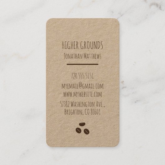 Coffee Business Logo Craft Papier Visitekaartje (Voorkant)