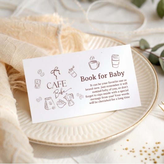 Coffee Cafe Bebe Brewing Book for Baby Shower Informatiekaartje