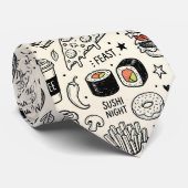Coffee & Café Doodle Pattern –Cute Hand Drawn Food Stropdas (Opgerold)