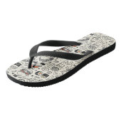Coffee & Café Doodle Pattern –Cute Hand Drawn Food Teenslippers (Schuin)