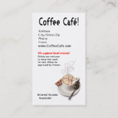 "Coffee Café" Gourmet Coffee, Capuccino, Espresso Visitekaartje (Achterkant)