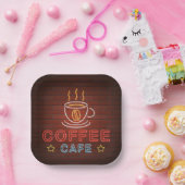 Coffee Cafe Neon Sign Papieren Bordje (Feest)