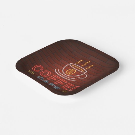 Coffee Cafe Neon Sign Papieren Bordje (Gebogen)