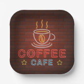 Coffee Cafe Neon Sign Papieren Bordje (Voorkant)