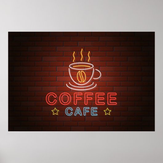 Coffee Cafe Neon Sign Poster (Voorkant)