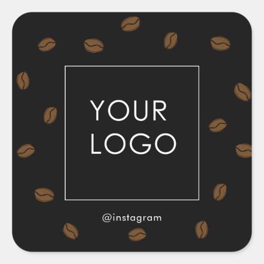 Coffee Cafe Restaurant Business Logo Black Vierkante Sticker (Voorkant)