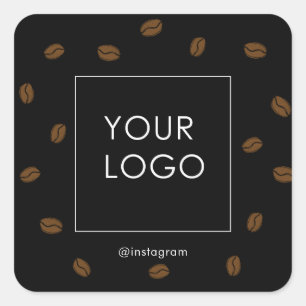 Coffee Cafe Restaurant Business Logo Black Vierkante Sticker