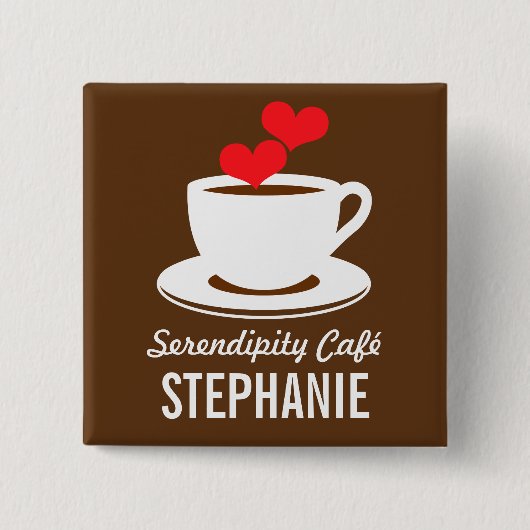 Coffee Café Shop Custom Employee Name Badge Vierkante Button 5,1 Cm (Voorkant)
