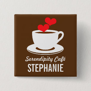 Coffee Café Shop Custom Employee Name Badge Vierkante Button 5,1 Cm