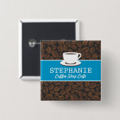 Coffee Café Shop Custom Employee Name Badge Vierkante Button 5,1 Cm (Voorkant /achterkant)