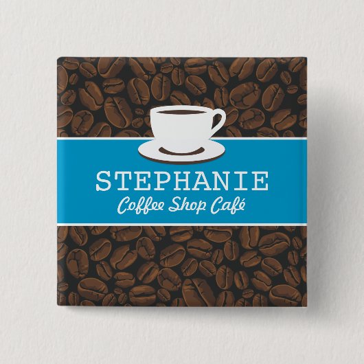 Coffee Café Shop Custom Employee Name Badge Vierkante Button 5,1 Cm (Voorkant)