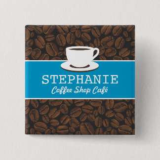 Coffee Café Shop Custom Employee Name Badge Vierkante Button 5,1 Cm