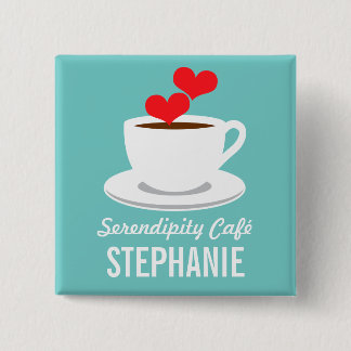 Coffee Café Shop Custom Employee Name Badge Vierkante Button 5,1 Cm