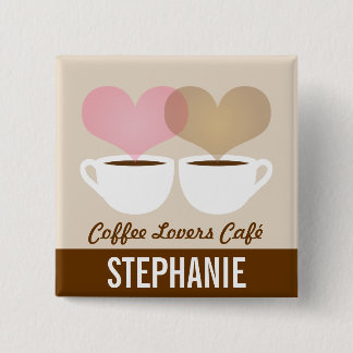 Coffee Café Shop Custom Employee Name Badge Vierkante Button 5,1 Cm