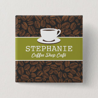 Coffee Café Shop Custom Employee Name Badge Vierkante Button 5,1 Cm