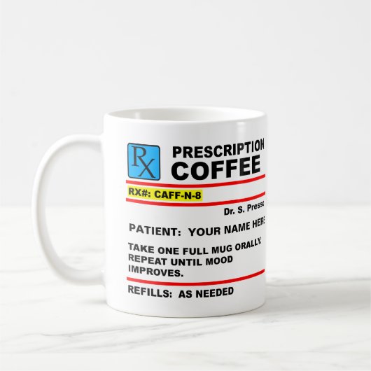 Coffee Caffeine Rx Funny Mug Koffiemok (Links)