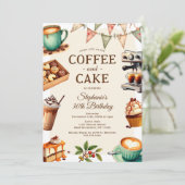 Coffee & Cake Adult Birthday Party Kaart (Staand voorkant)