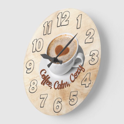Coffee, Calm, Cozy Wall Clock Design Grote Klok (Hoek)