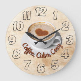 Coffee, Calm, Cozy Wall Clock Design Grote Klok