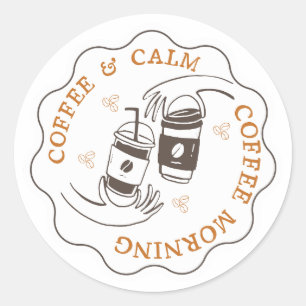 Coffee & Calm Morning Cafe Logo Sticker