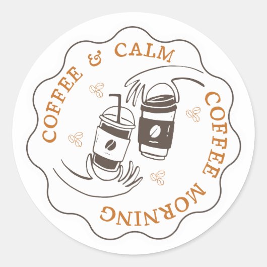 Coffee & Calm Morning Cafe Logo Sticker (Voorkant)