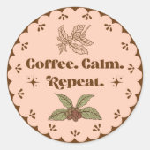 Coffee Calm Repeat Boho Perzik Sticker (Voorkant)