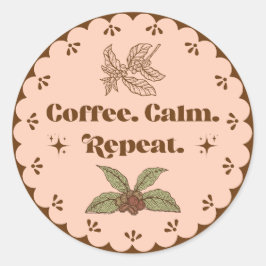 Coffee Calm Repeat Boho Perzik Sticker
